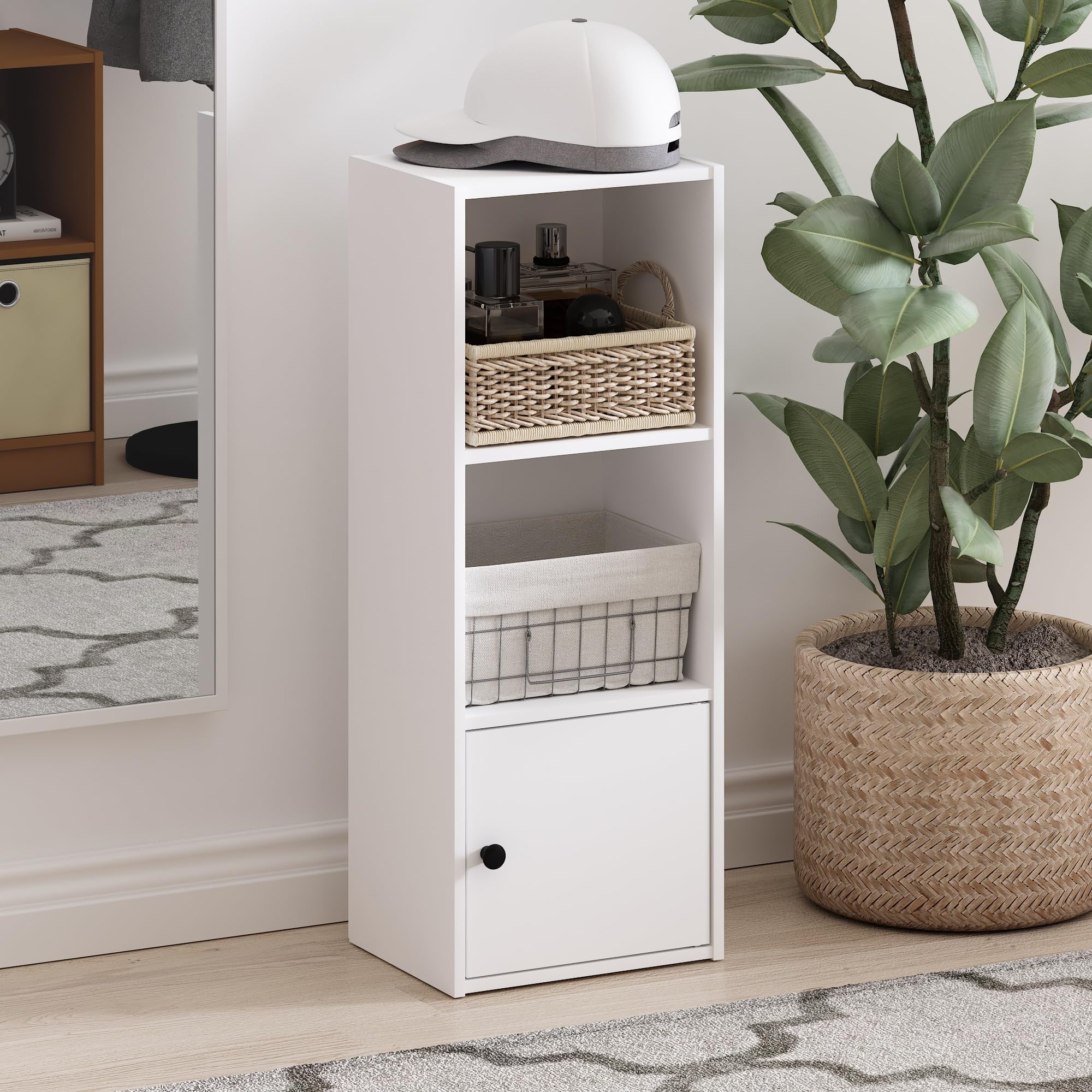 Furinno Pasir 5-stufiges Eck-Bücherregal mit offenem Regal, Weiß
