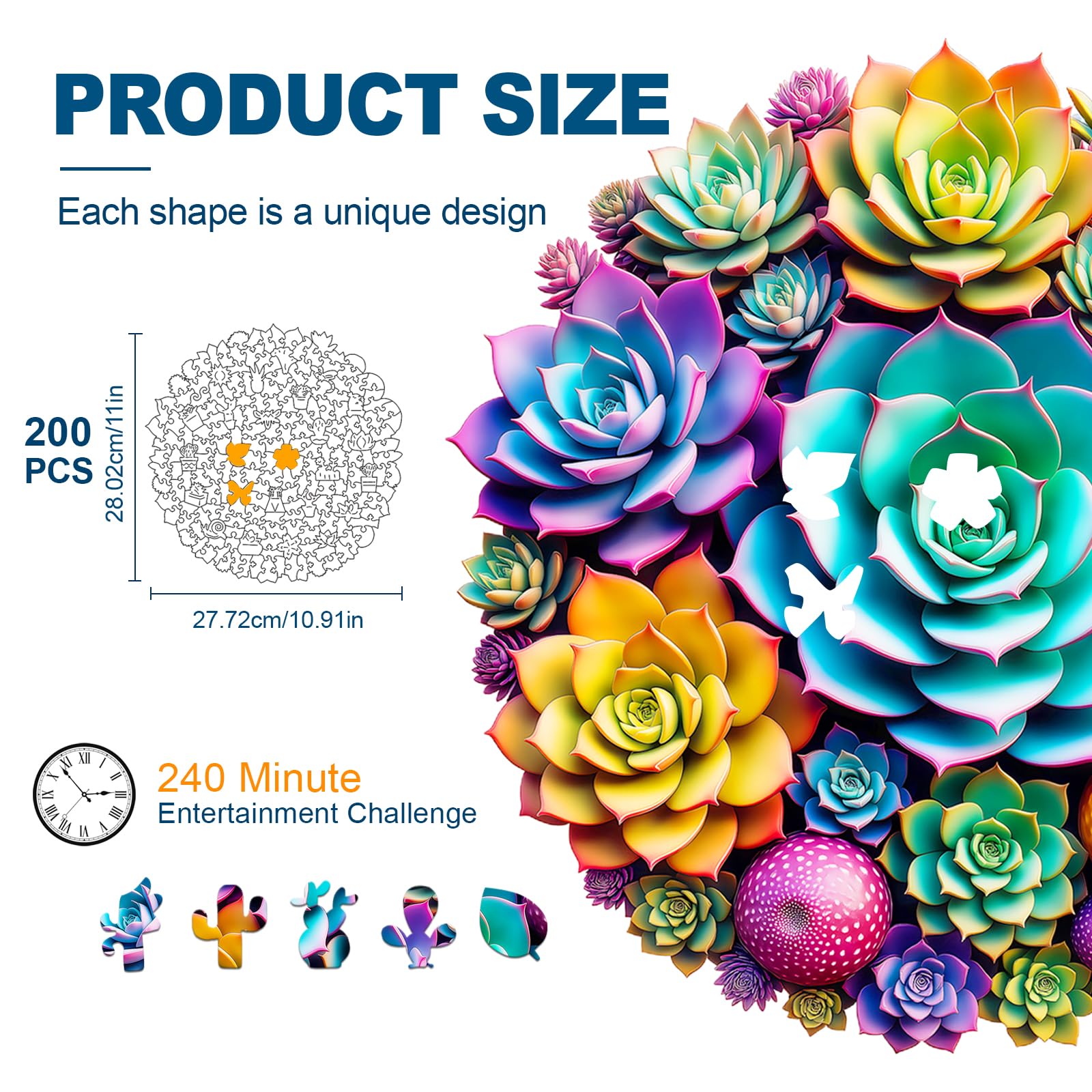 Wooden Succulent Puzzle - 200 Piece Jigsaw -2