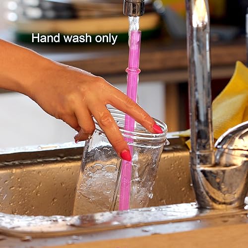 Miniatura 6 de Dakoufish Pajitas de repuesto de Tritan reutilizables de 9 pulgadas de largo para tarros Mason de 12 onzas y 16 onzas, juego de 12 con cepillo de