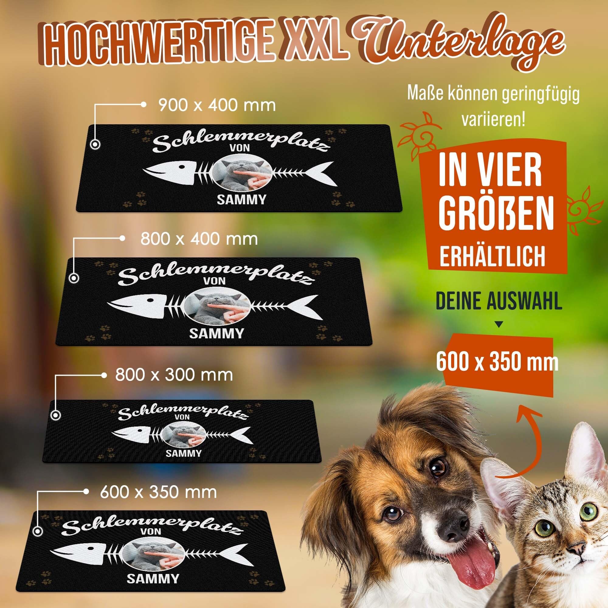 PR Print Royal Napfunterlage mit Name und Foto selbst gestalten - Schlemmerplatz - Futtermatte für Katzen - Personalisiertes Foto-Geschenk für Katzenbesitzer, Waschbar | 60 x 35 cm, rutschfest