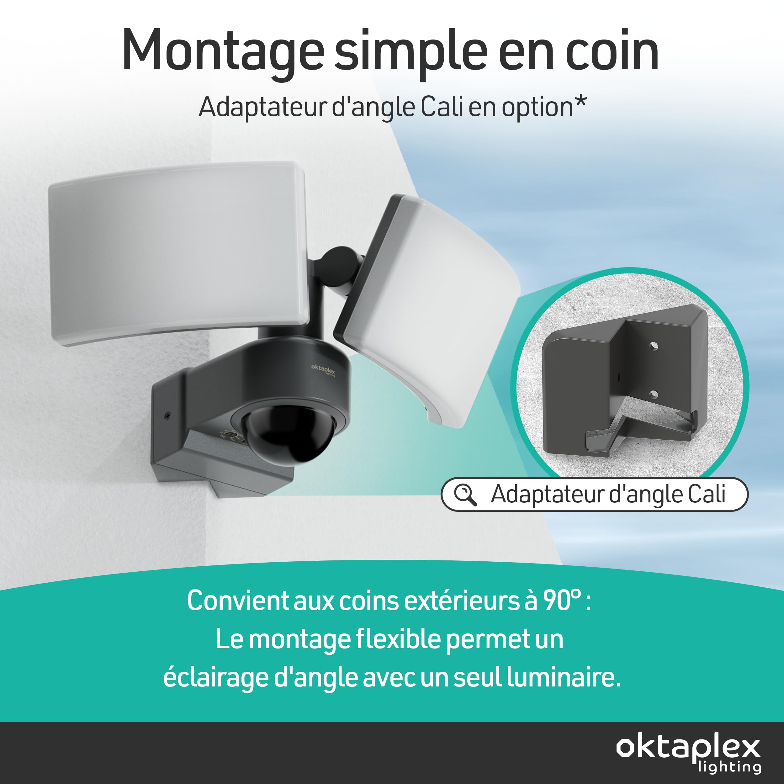 Oktaplex Cali projecteur LED extérieur avec détecteur et télécommande