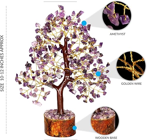Miniatura 3 de PYOR Cristales de amatista, árbol artificial, árboles de dinero, cristales y piedras, decoración de escritorio para mujer, decoración de Feng Shui,