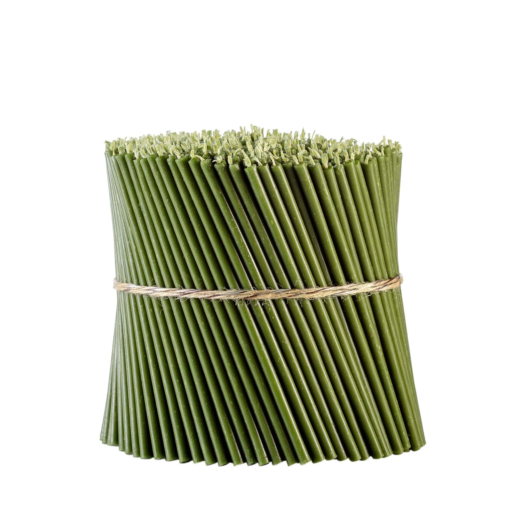 Danilovo Ritual - Velas de cera de abeja (verde) - Velas ortodoxas para oración o decoración de mesa de boda, no tóxicas - antigoteo, N100, altura: 16,5 cm, diámetro: 5,7 mm (50 unidades - 200 g)
