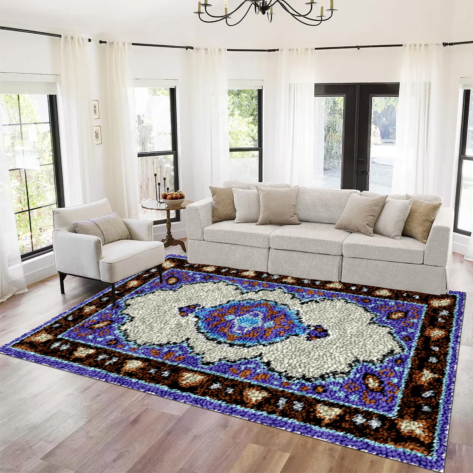 Tappeto per Uncinetto Latch Hook rug Kit per Adulti per lavori Fai da Te Kit Gancio di Chiusura Tappeto 69 x102 cm Kit Gancio di Chiusura Tappeto