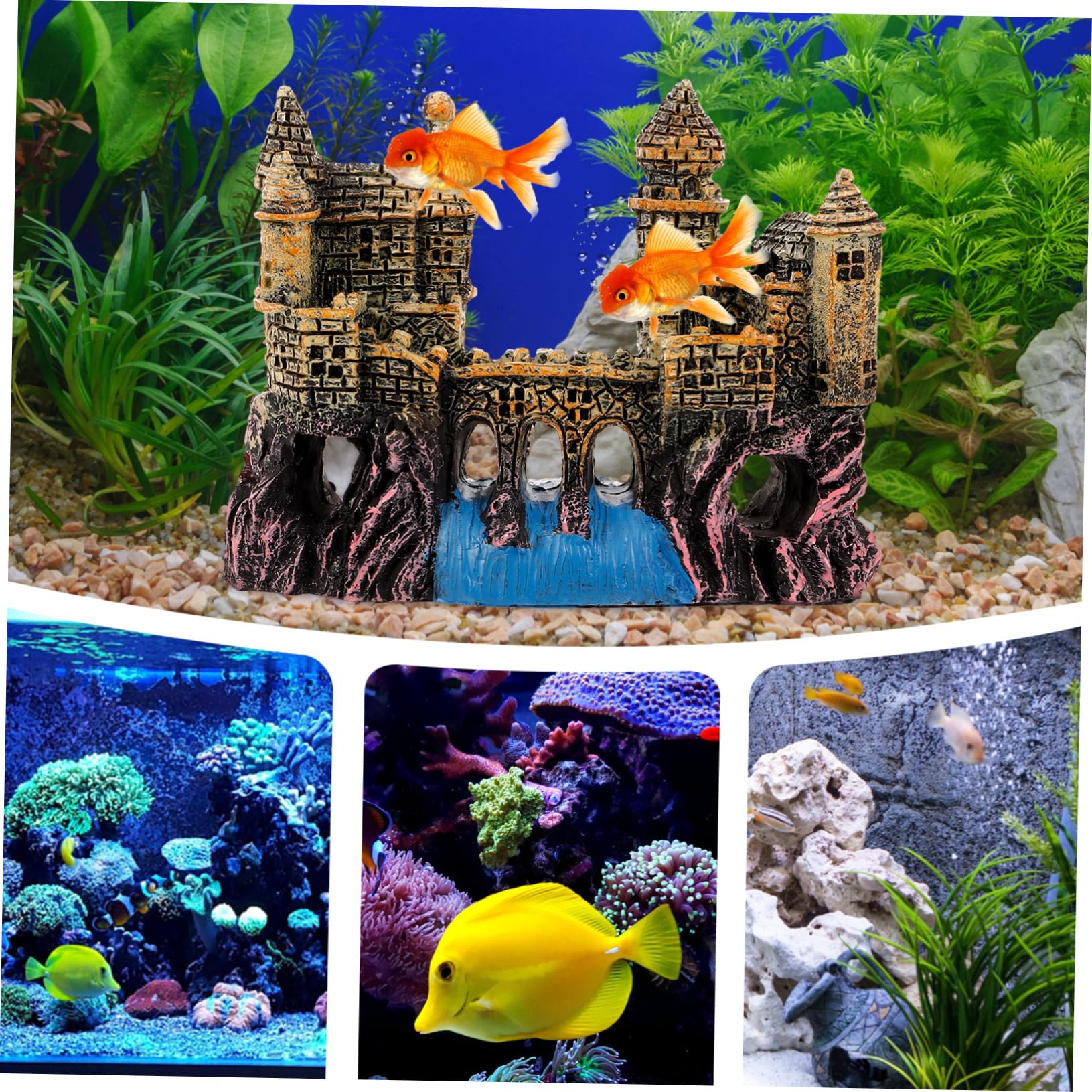Happyyami 4piezas Mini Castillo para Acuarios Decoración De Acuario Estilo Europeo Adorno Simulado para Peceras y Jardines Acuáticos Seguro para Peces y No Contamina El Agua