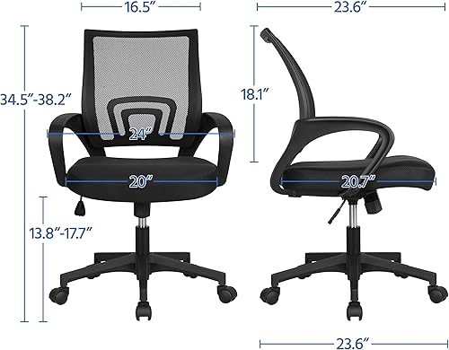 Miniatura 6 de Yaheetech Juego de escritorio y silla para computadora de oficina en casa, escritorio para computadora de 44 pulgadas con cajón y malla, silla de