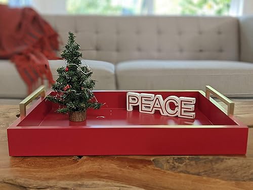 Miniatura 19 de Bandeja decorativa para mesa de centro – Bandeja otomana – Bandeja para servir desayuno, bebidas y licores – de granja a moderna – Acabado mate