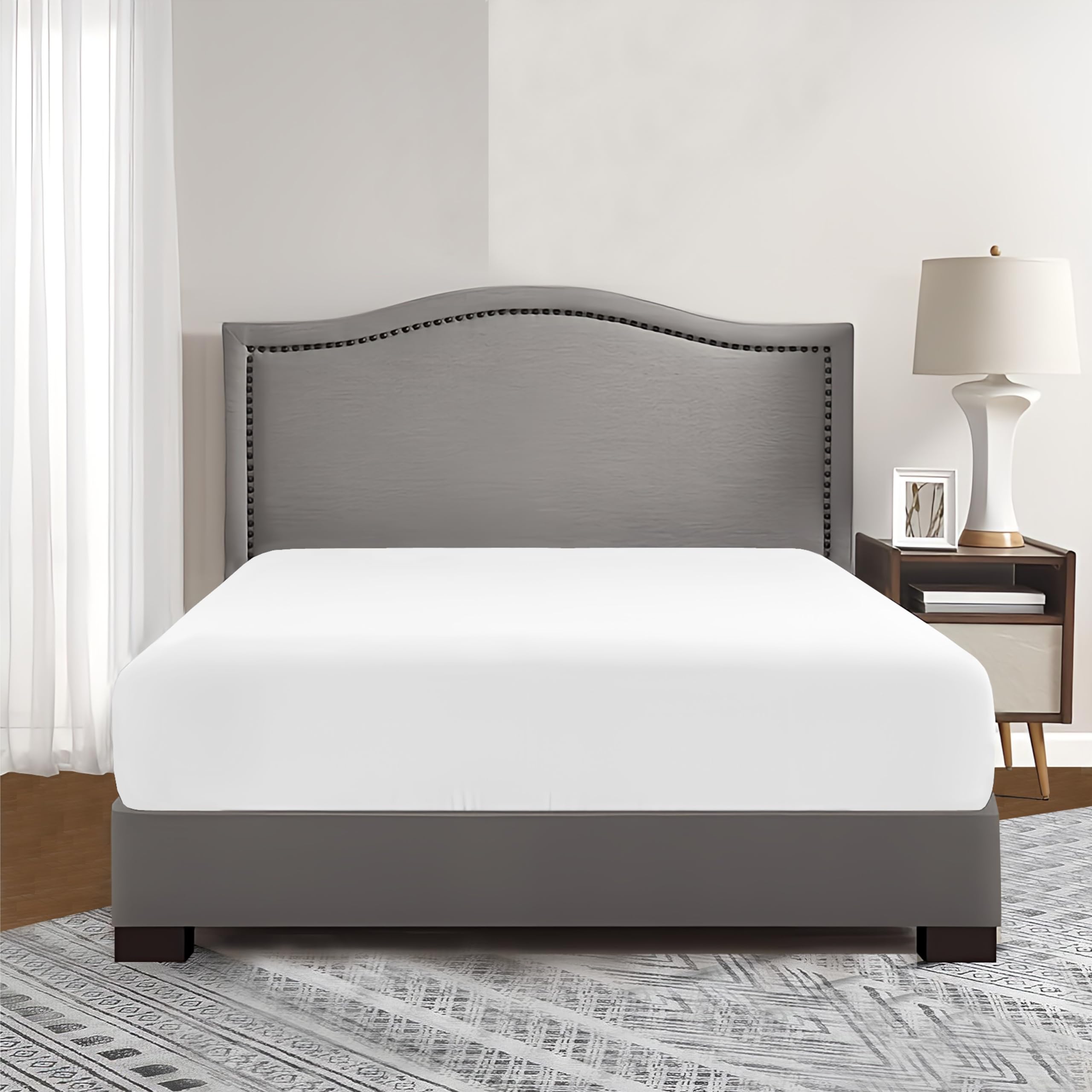 Comfy Nights 16"(40cm) Extra Deep Fitted Sheet Non Iron Microfiber Fade and Wrinkle Resitant Deep Fitted Sheet (Double, White) — image 1