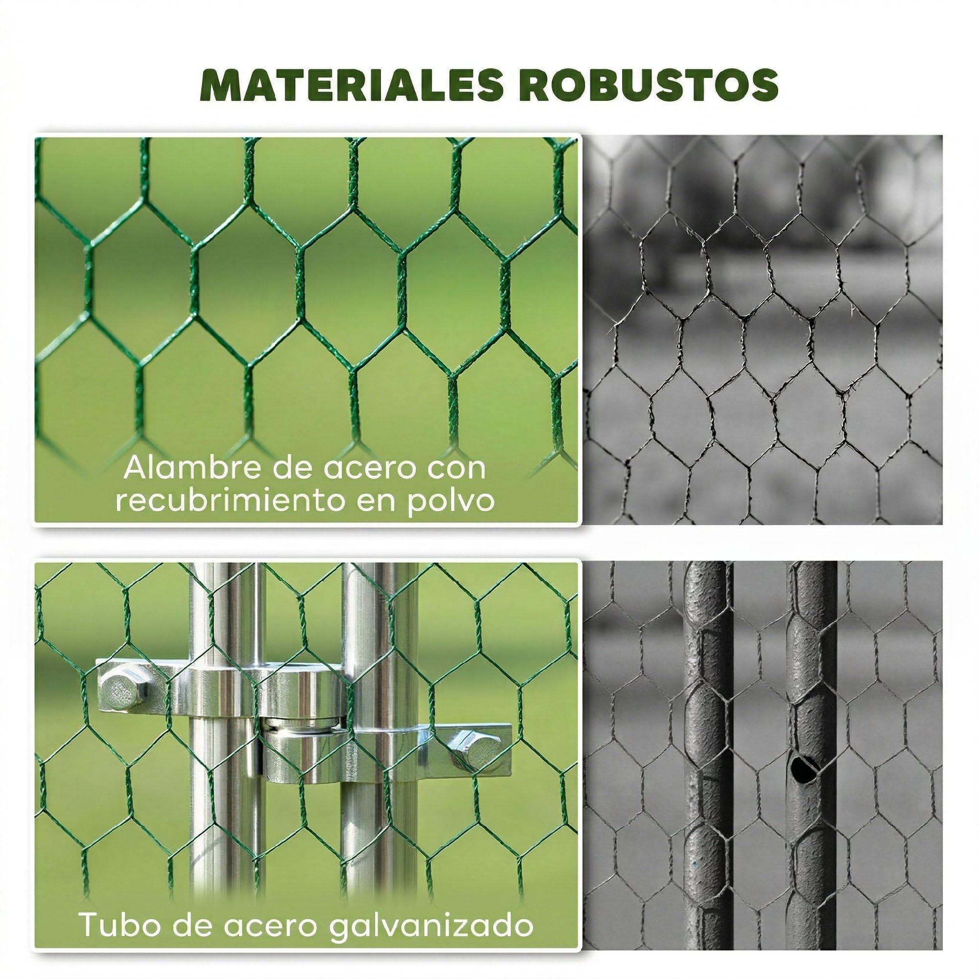 PawHut Gallinero Exterior Grande 4x3x1,97 m 12 m² Acero Galvanizado Puerta Doble Cierre Red PE Resistente Intemperie Walk-In