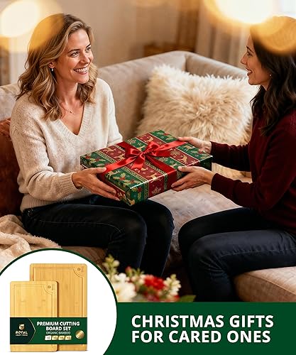 Miniatura 56 de Tabla de cortar de bambú orgánico con ranura de jugos - tabla de cocina para carne (bloque de carnicero) queso y verduras Bambú carbonizado (marrón)