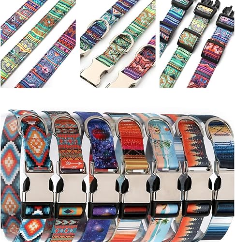 Miniatura 3 de Collar de perro personalizado con hebilla de metal de identificación grabada, collar floral personalizado para perros pequeños, medianos y grandes.