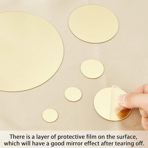 Miniatura 3 de CREATCABIN 32 calcomanías redondas de acrílico para pared, espejos circulares, calcomanías de pared de varios tamaños, círculo autoadhesivo para