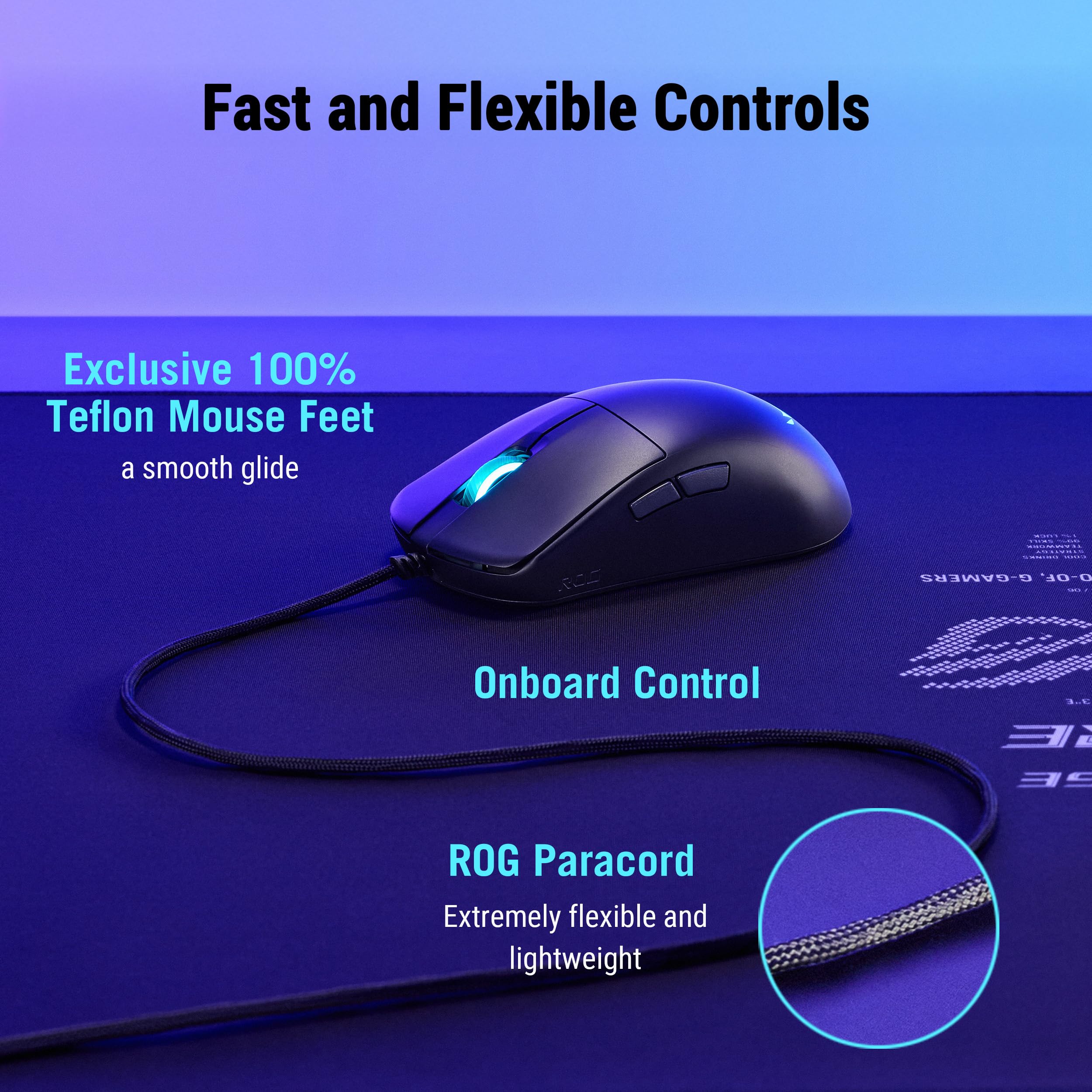 ASUS ROG Harpe Mini Core Wired Gaming Mouse - USB cablato, design compatto piccolo, per destrorsi, peso 52 g, DPI 12K, approvato, configurazione basata su Web Gear Link, supporto PC/Mac