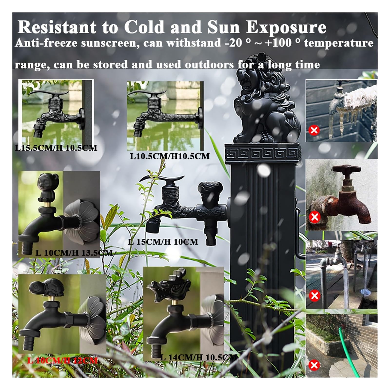 Colonne de Robinet d'extérieur, Colonne d'eau de Jardin Verticale cylindrique en Acier Inoxydable 304, Colonne indépendante de Jardin de Cour extérieure, siège de Conduite d'eau de