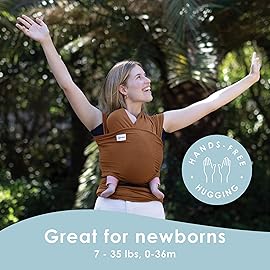 Sleepy Wrap Stretchy Ergonomic Baby Carrier Sling for Newborns to Toddlers - Hands-Free Lightweight Baby Wrap 7-35 lbs (Cinnamon)