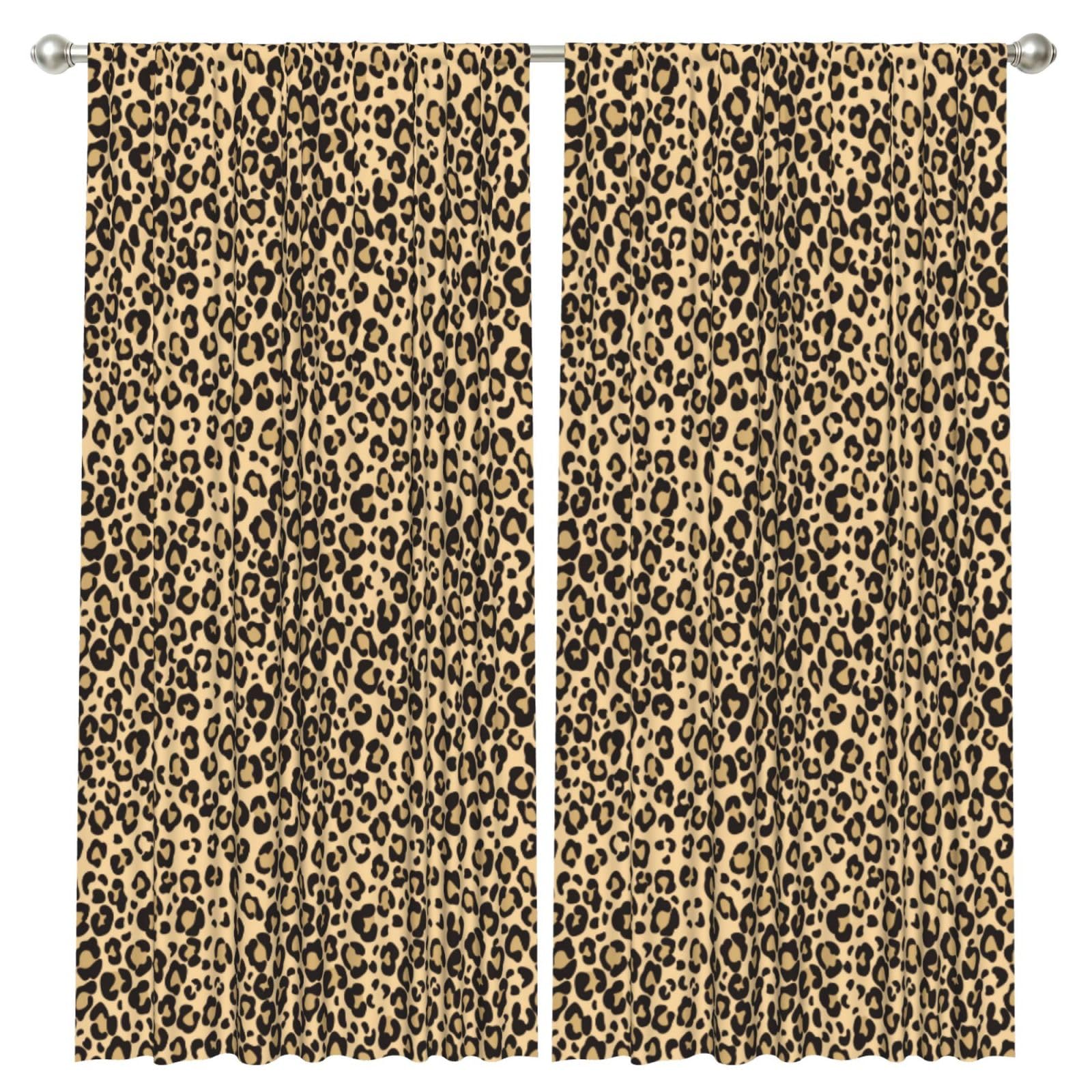 InOmak Leopard Skin Cheetah Jaguar, 2 Panels Window Curtains 52 x 84 Inch Blackout Curtains for Living Room Bedroom