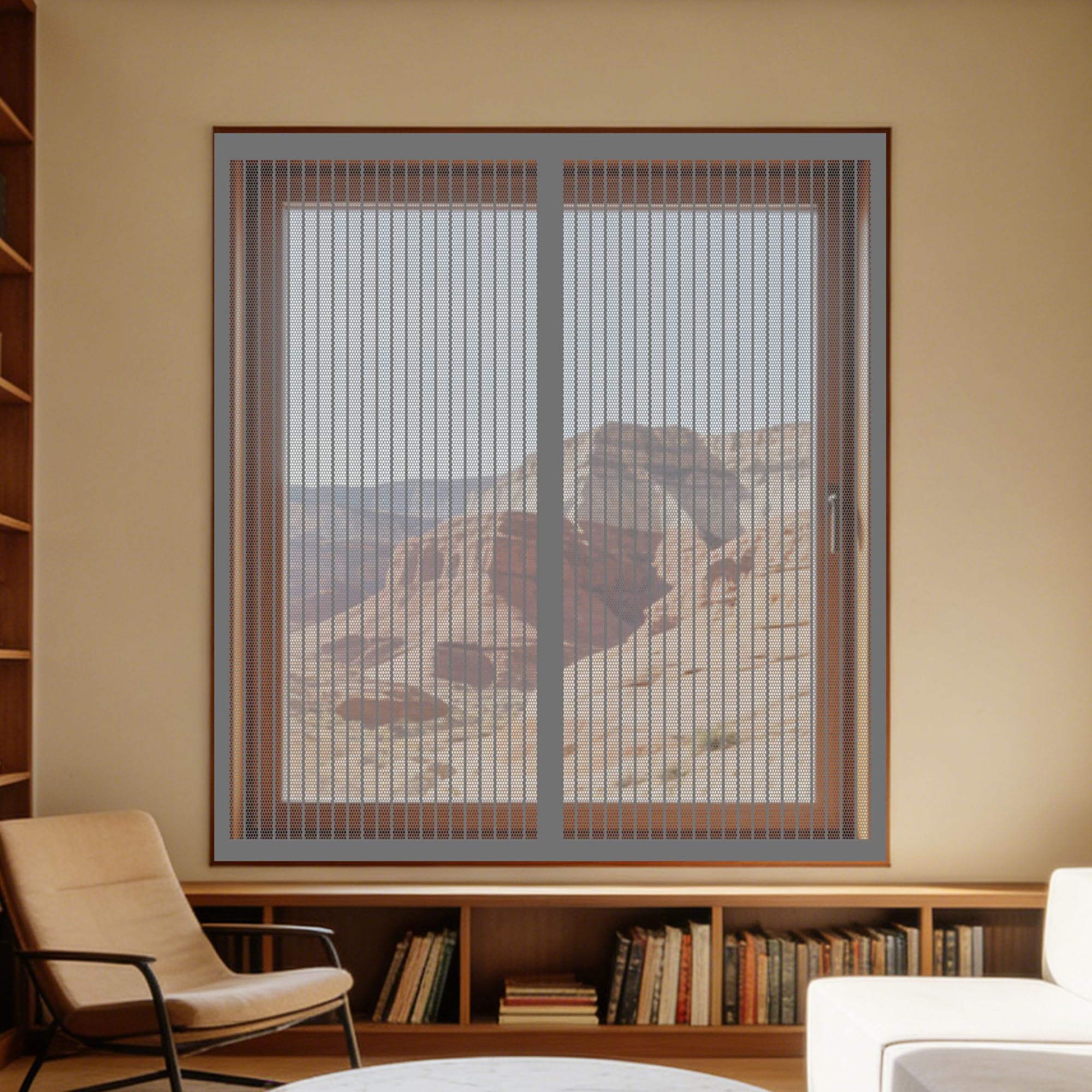 Moustiquaire magnétique fenêtre 155x155 cm amovible grise sans percer