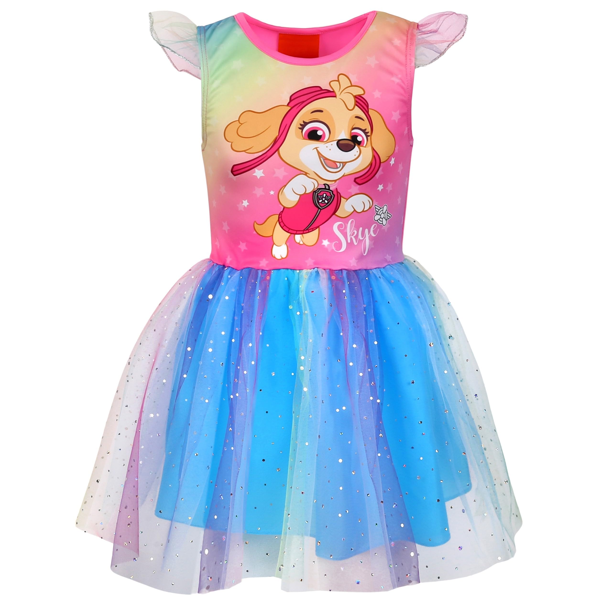 Sarcia.eu Girls Multi-Coloured Paw Patrol Skye 'S Short Sleeve Tulle Dress, 110-116