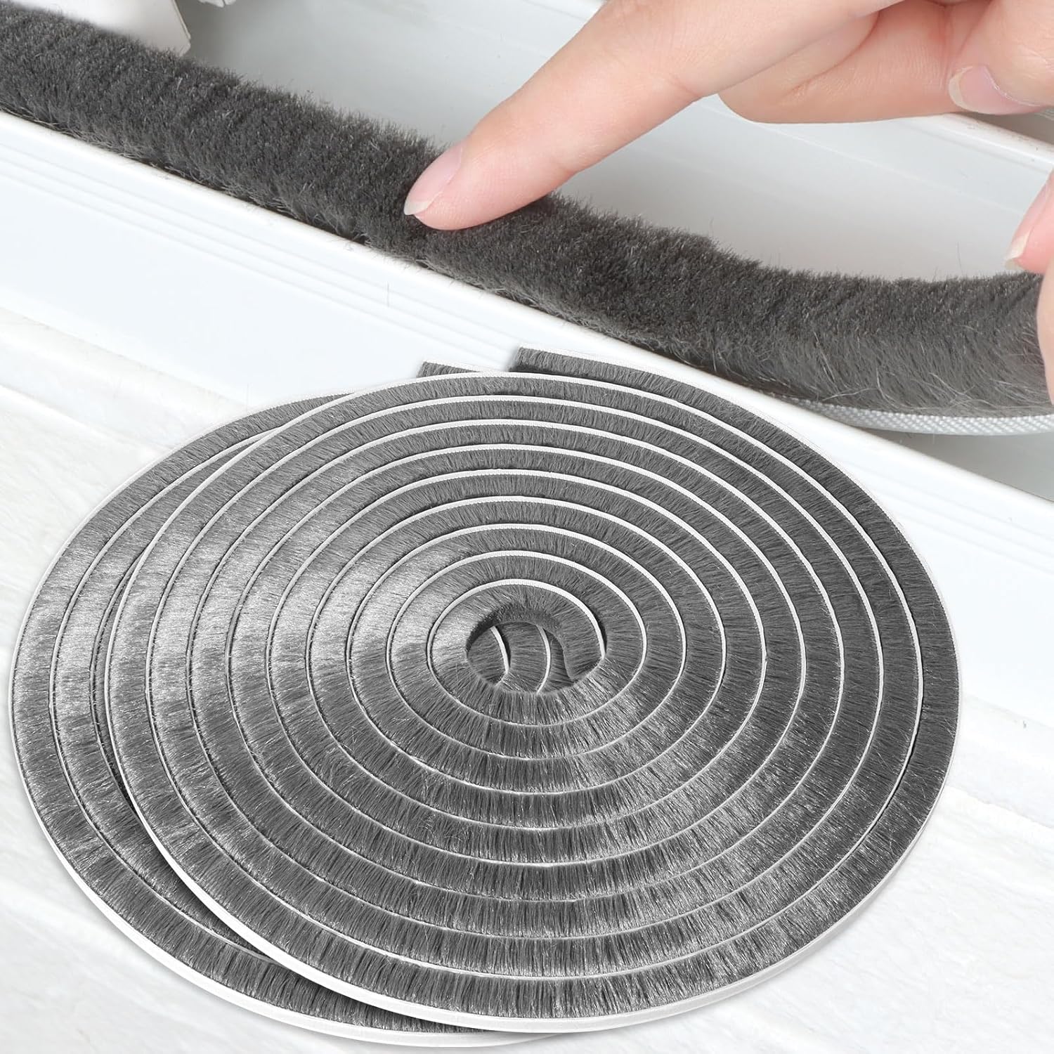 2Pack MILEQEE Door Brush Seal, 66Feet Total, Felt Pile Weather