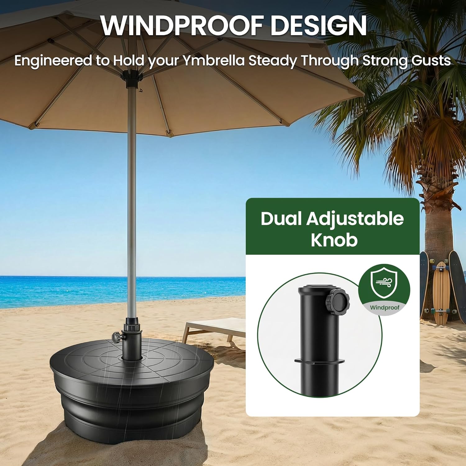 Olilawn Foldable Heavy-Duty Patio Umbrella Base,110lb Capacity Fillable Planter Umbrella Stand Fits Up to 1.9" Pole, Foldable Outdoor Umbrella Base for Garden, Deck & Lawn, Poolside, Fits Most Sized Umbrellas