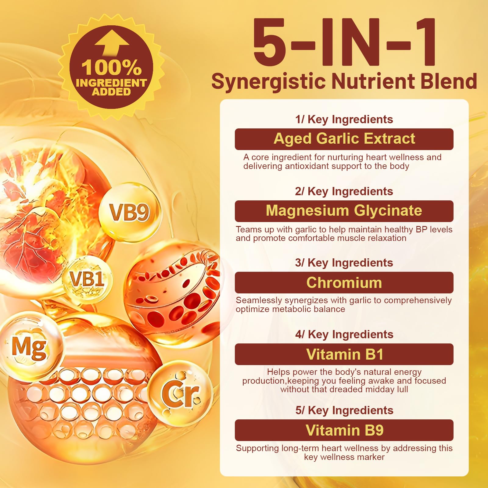 OnHeal Aged Garlic Extract Capsules, 300 Count 7500mg Odorless Garlic Supplement, Rich in Magnesium, Chromium, Vitamin B1 & B9, Supports Immune Health and Heart Function | 2-Year Aging | Antioxidant Benefits - 4