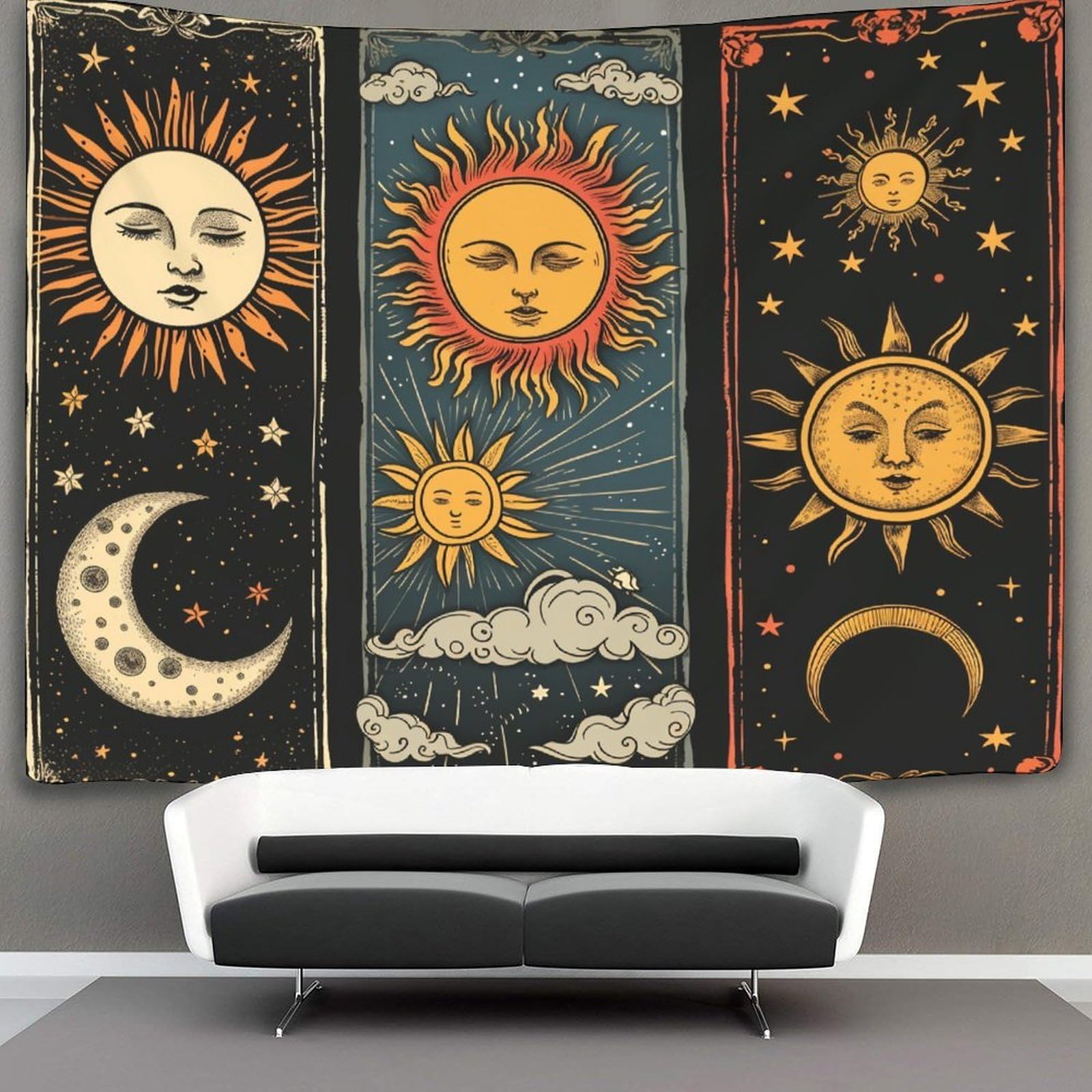 kaiyun Sun, Moon, Star, Tarot Style Tapestry, Art Wall Hanging Decoration for Living Room Bedroom & Dorm 130cmx150cm
