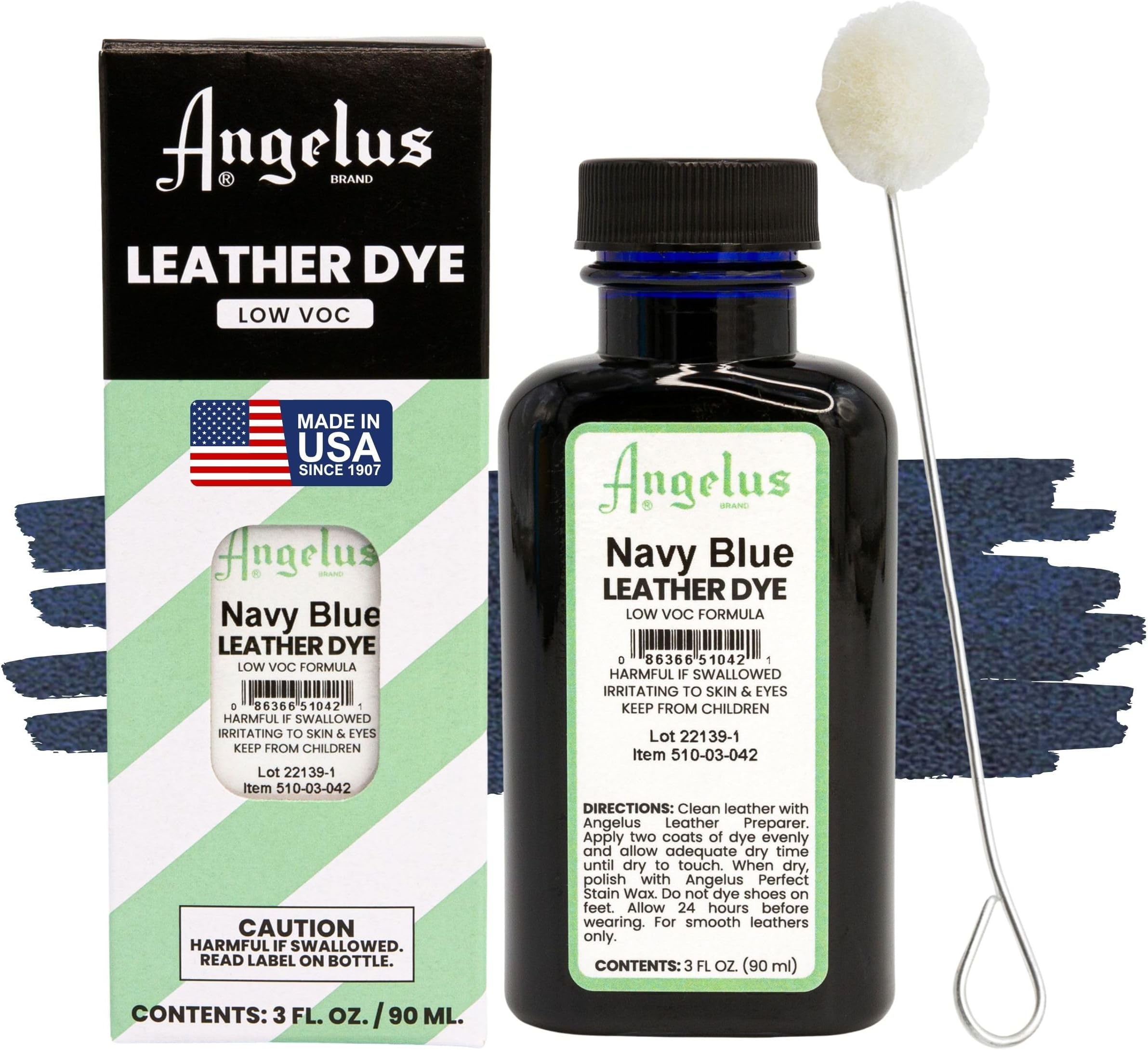 Angelus Leather Dye - Flexible Leather Dye for Shoes, Boots, Bags, Crafts, Furniture, & More 3oz (Navy Blue)