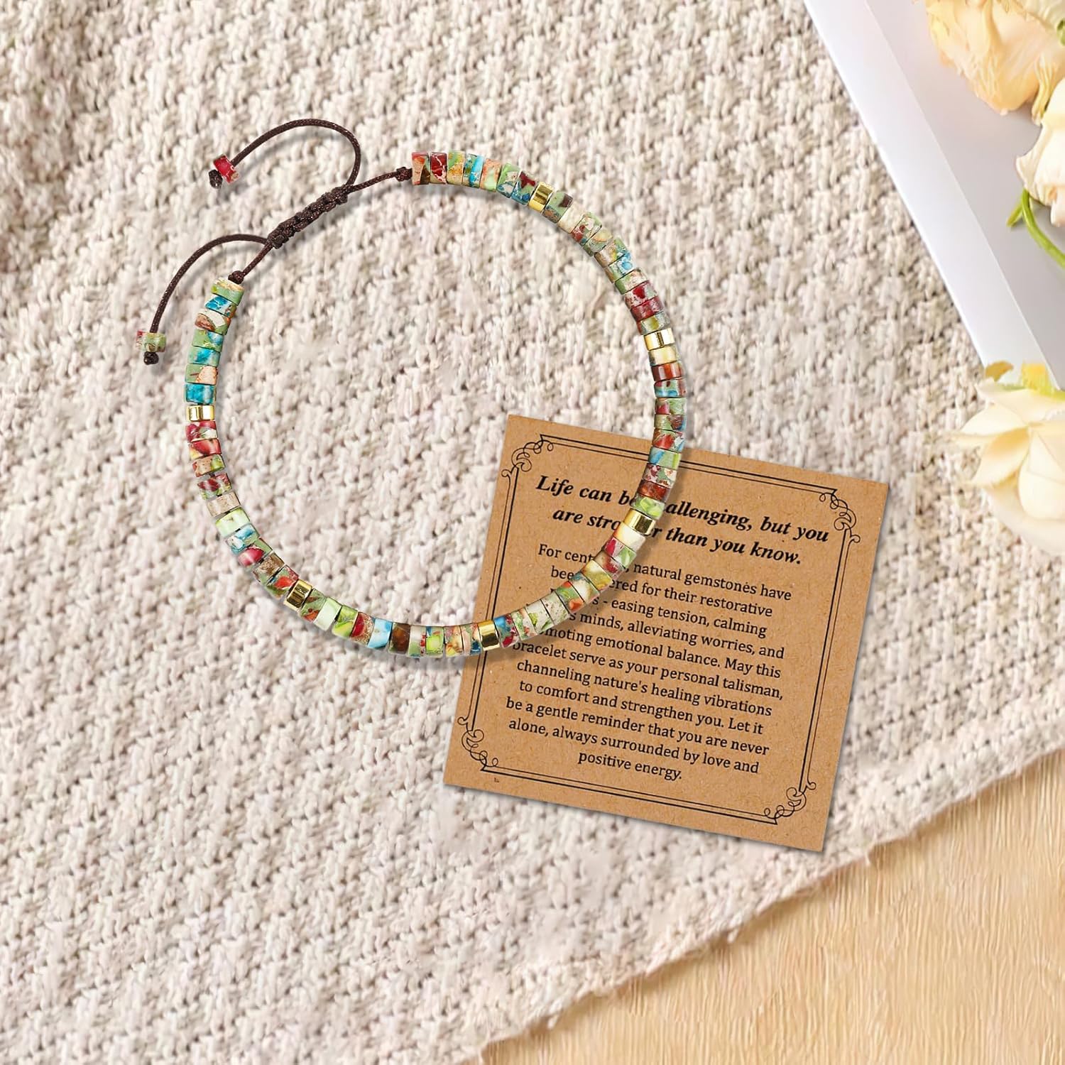 Inspirational Gifts Bracelets for Women Beaded Bracelets for Women Natural Stone Healing Bracelet Get Well Gifts for Friends Mom Daughter Sister Coworker - Image 7