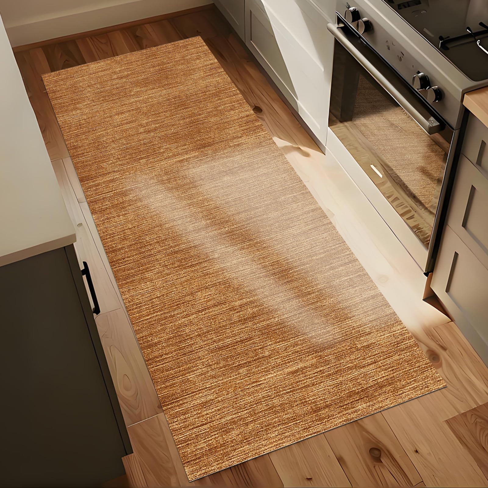 Alfombra de área marrón de 60x230 cm con diseño resistente para pasillo y cocina