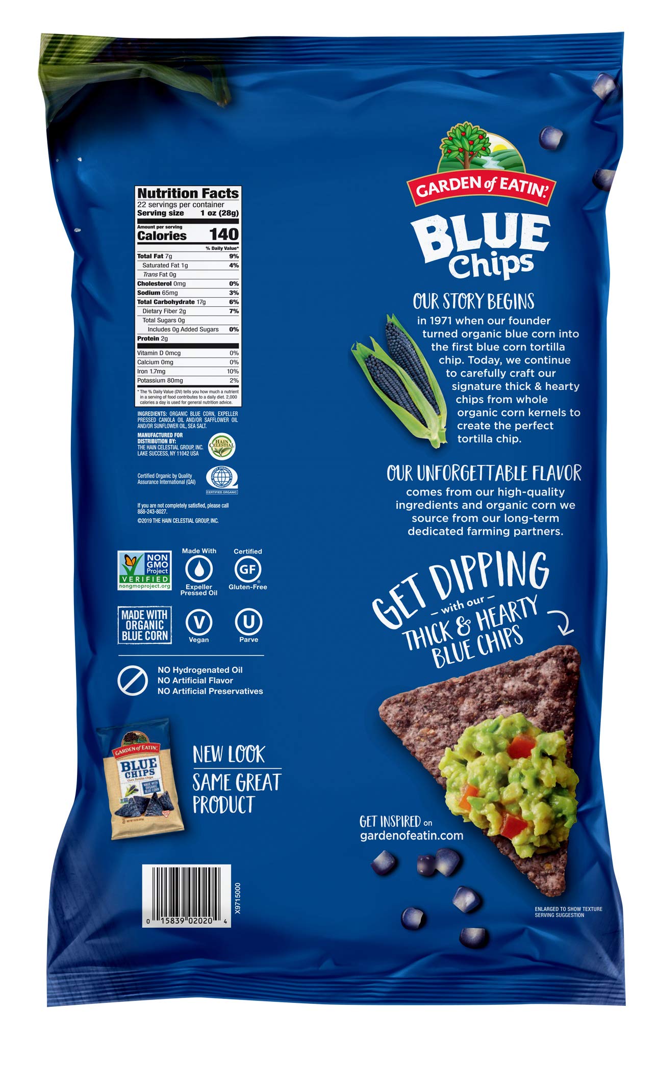 (Best by 09/marzo /2024)Garden of Eatin' Tortilla Chips, Blue Corn, Sea Salt, 22 Ounce (Pack of 10) - Packaging May Vary