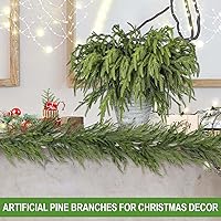Vista 3 de Artgar 12 Pcs Pine Branches - 18 Inch Artificial Green Pine Stem - Real Touch Christmas Greenery Pines Branches for DIY Flower Arrangement Home