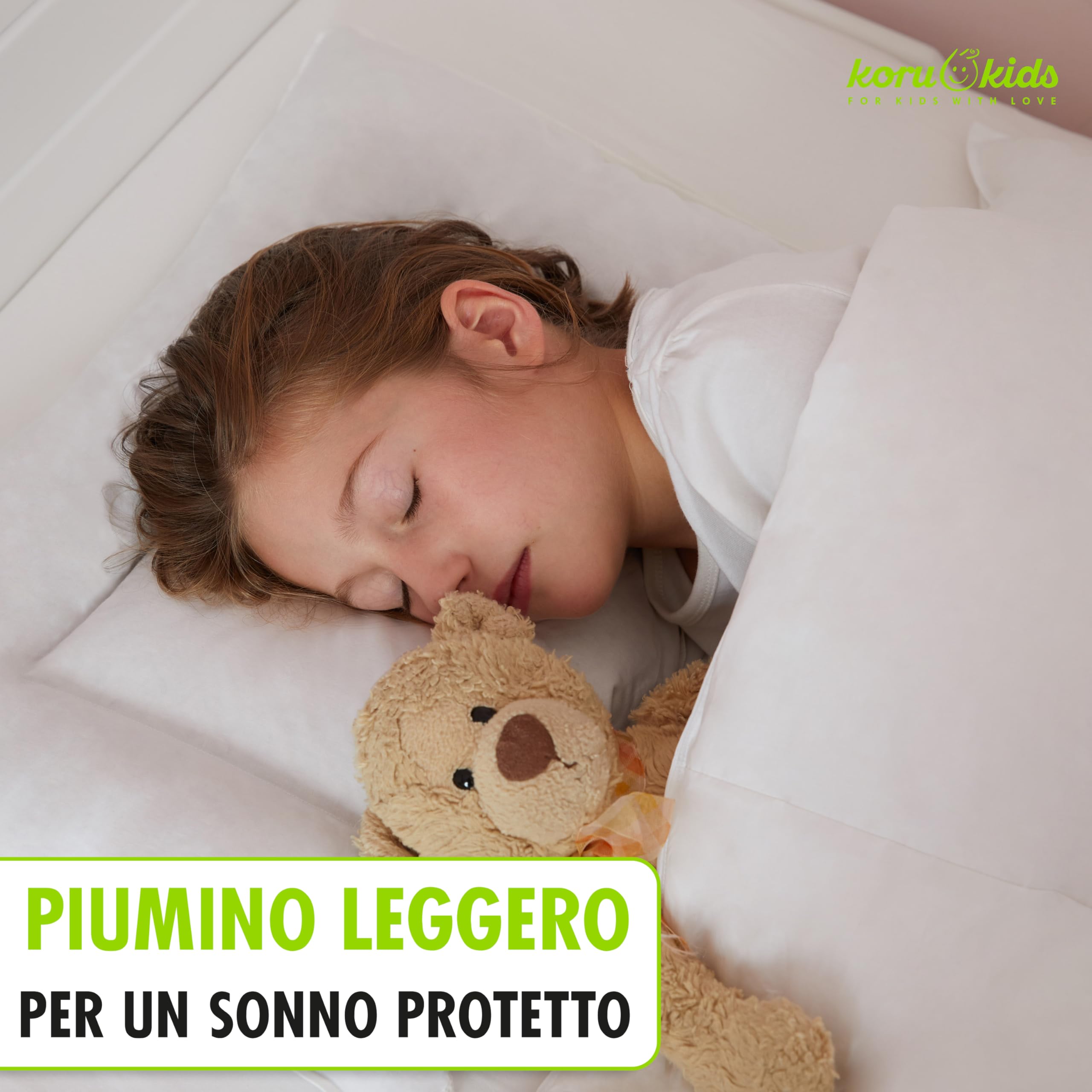 Koru Kids® Piumone Lettino Bambino - Piumino Lettino Bimbo 100x135 cm Estivo, Anallergico. 100% Piume Canadesi 200gr. Piumino Lettino Fatto In Germania Certificato Oeko-Tex 100