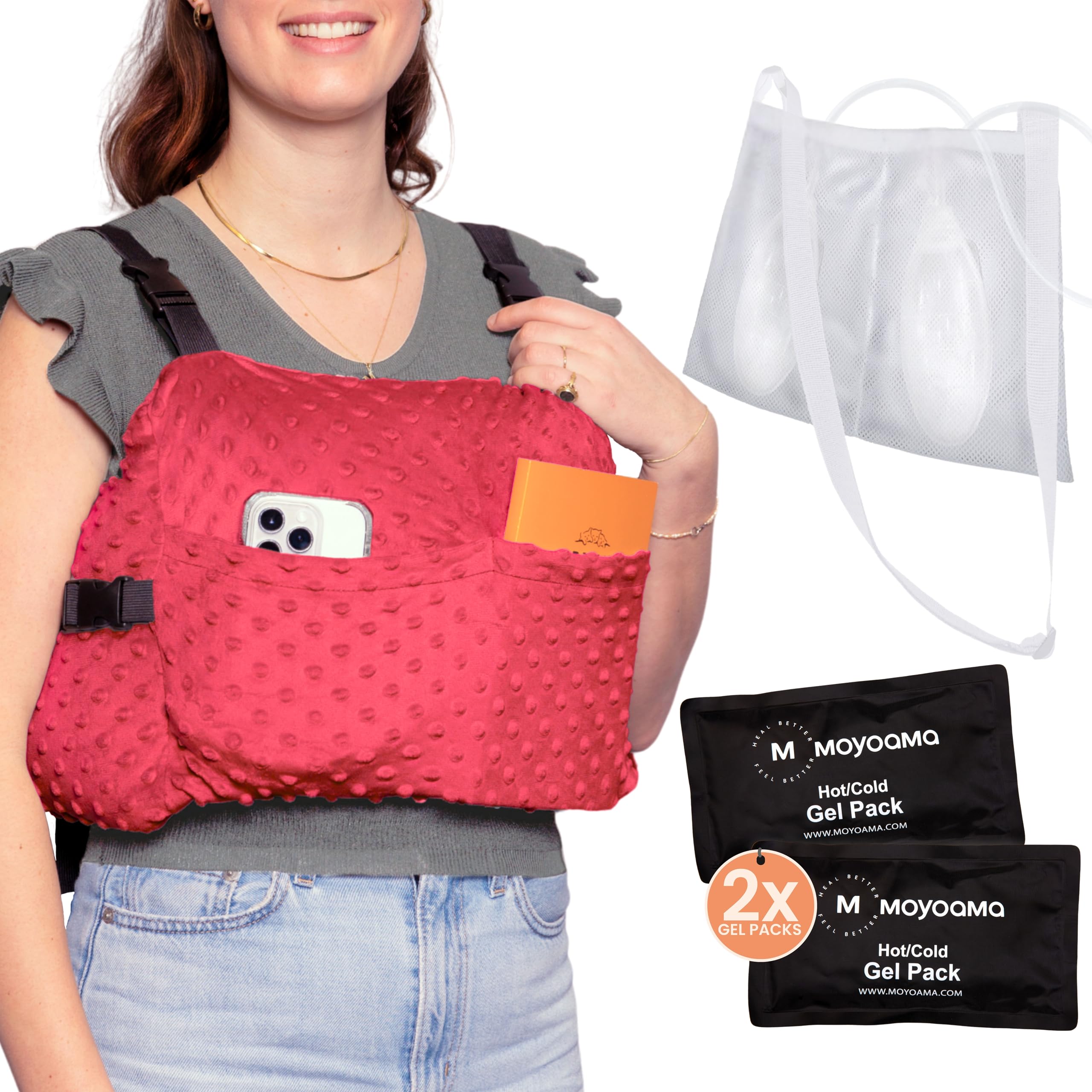 MOYOAMA Post Mastectomy Pillow with Cold Packs - Recovery After Breast Cancer Surgery, Breast Augmentation - Lightweight Post Surgery Pillow with 4 Built-in Pockets to Support Healing