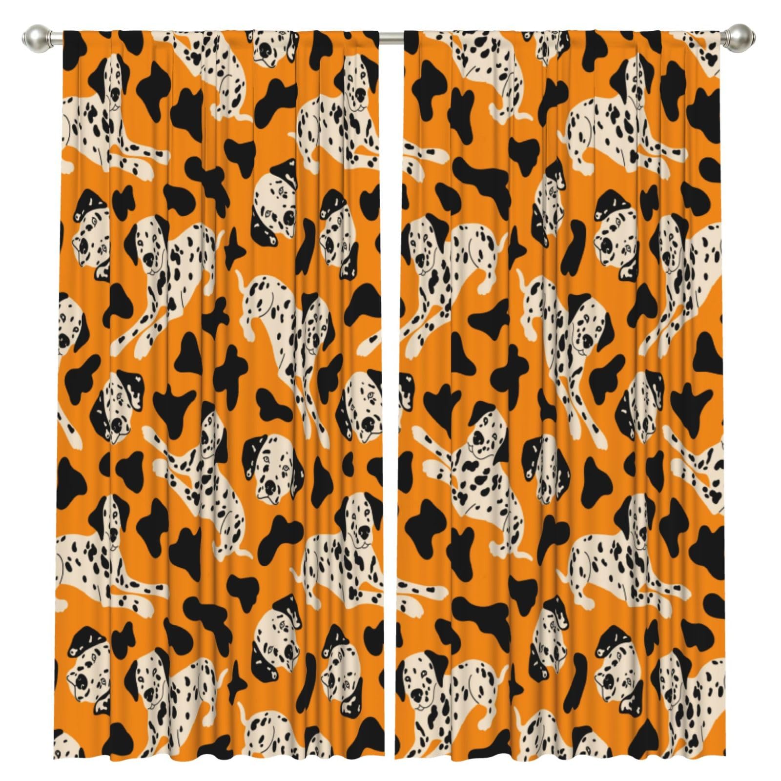 InOmak Cute Dalmatians Dog, 2 Panels Window Curtains 52 x 84 Inch Blackout Curtains for Living Room Bedroom