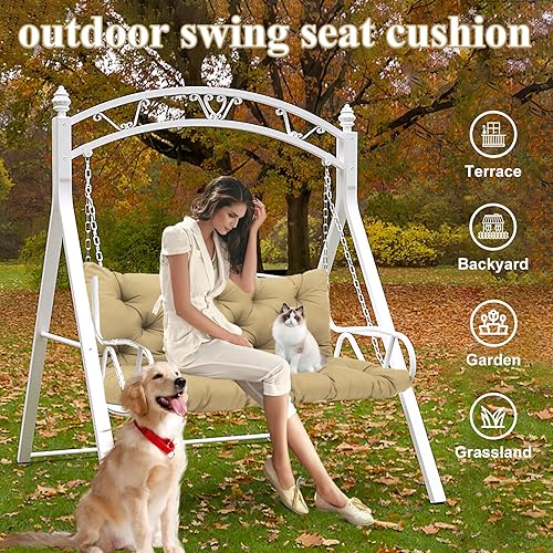 Miniatura 2 de Cojines de repuesto para columpio de porche al aire libre, impermeables, gruesos, de 4 pulgadas, con lazos para jardín, patio, porche, muebles,