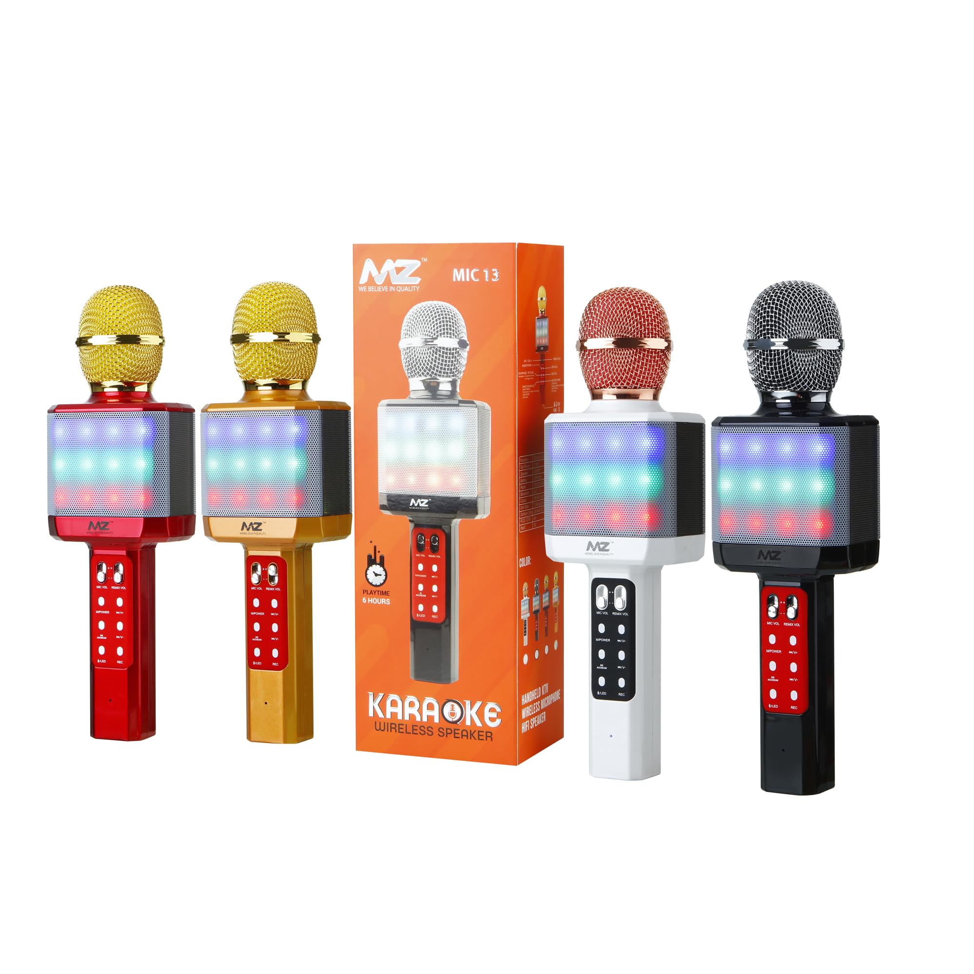 MZ Karaoke Mic with Speaker and Rechargeable FM Radio Voice Changer RGB Light Microphone (Multicolour)-picture-10