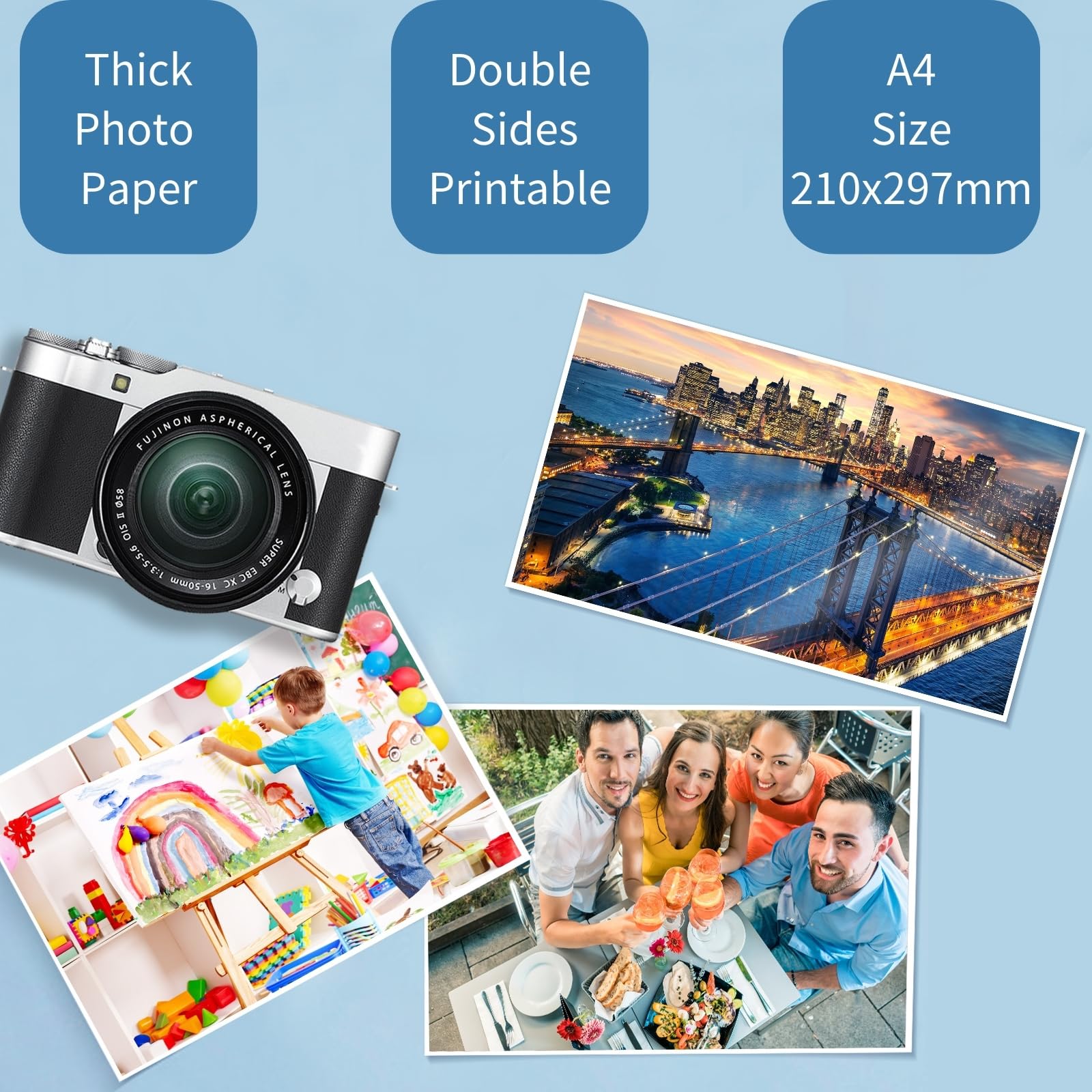 Inkuway A4 Double Side Glossy Heavy Thick Inkjet Photo Paper, 300Gsm 100sheets Inkjet Paper Printing, white - Image 4