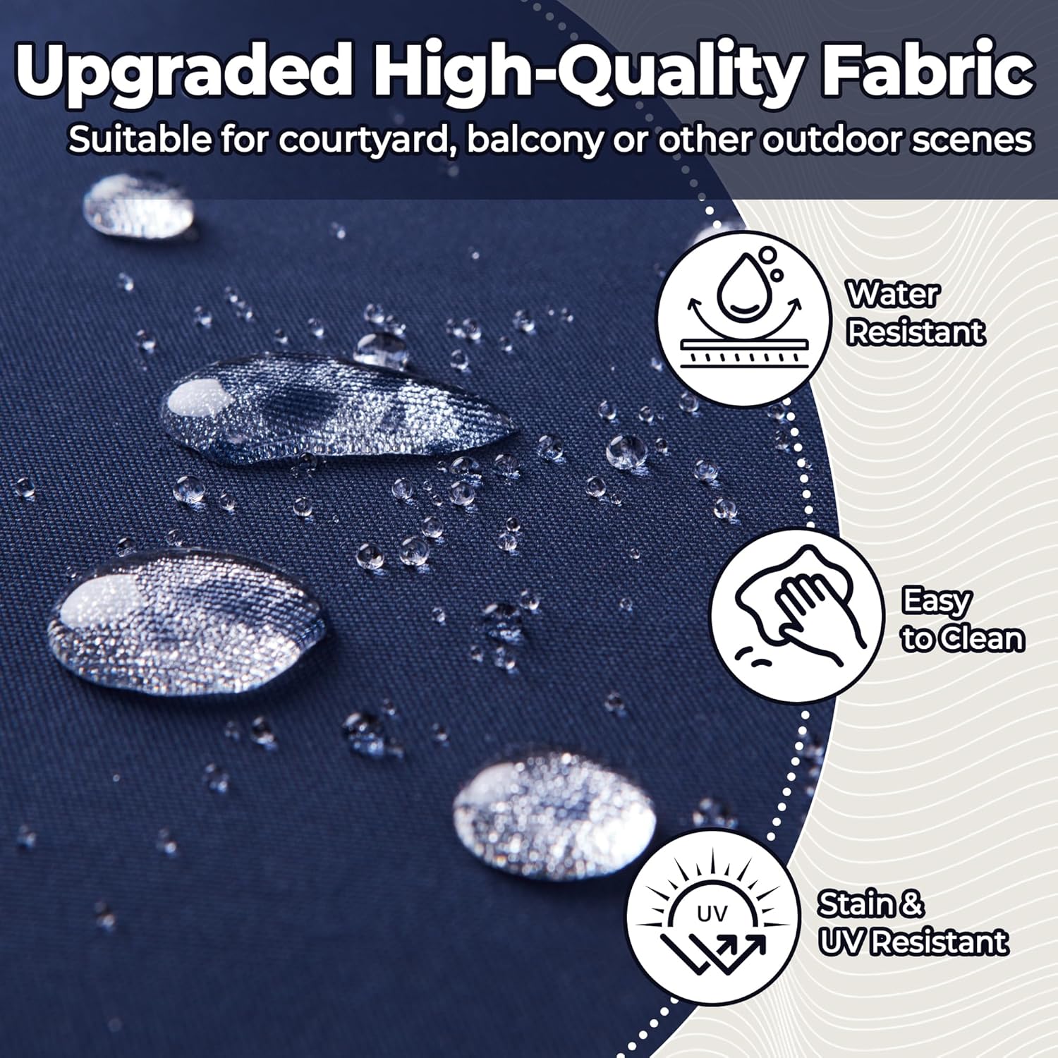 WOLKI Outdoor Cushions for Patio Furniture Set of 4, 18.5 x 16 x 3 Waterproof Seat Cushions Thick Chair Pads for Garden, Patio, Dining