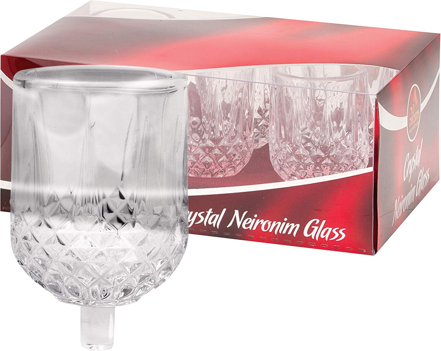 Ner Mitzvah Neironim Crystal Shabbos Candle Holders – 6 Pack – Premium Quality Clear Votive Cups, Standard Size for Shabbat, Chanukah and Party