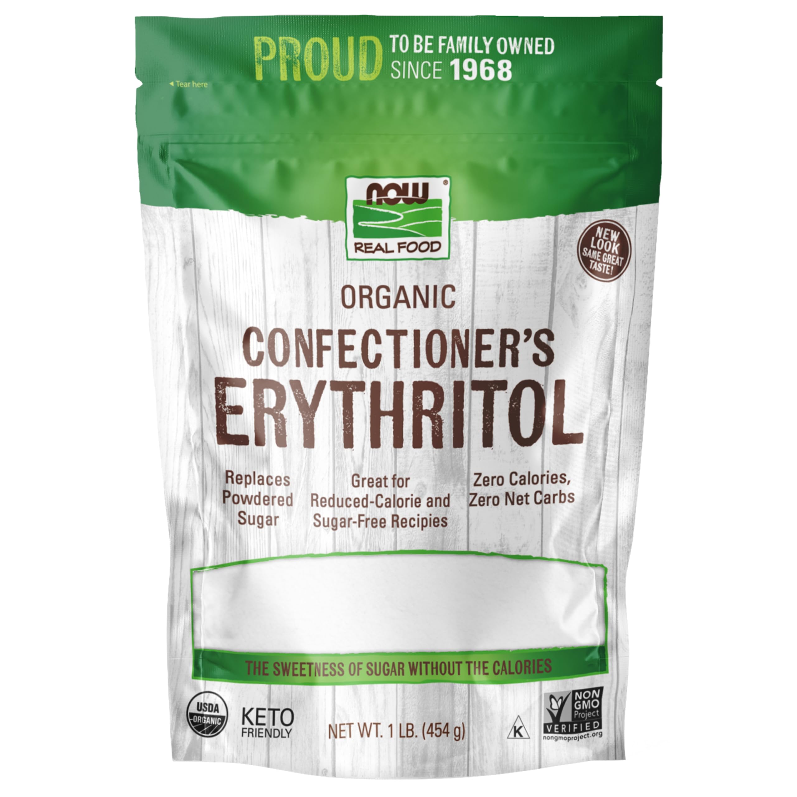 NOW Foods Organic Confectioner's Erythritol (1lbs/ 454g)