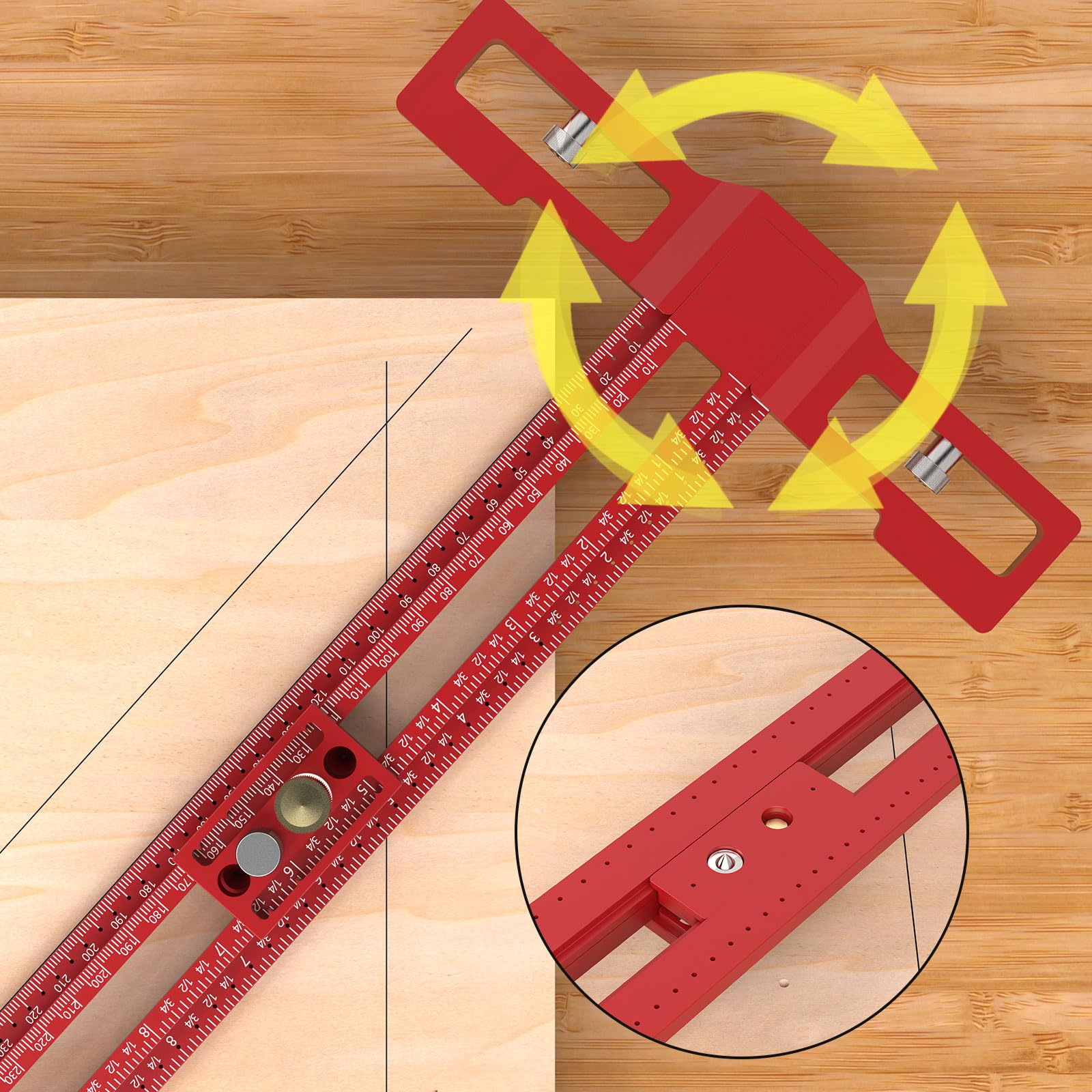 Righello per la lavorazione del legno tipo T, 40,6 cm, per lavori di falegnameria, layout e strumenti di misurazione (40,6 cm)