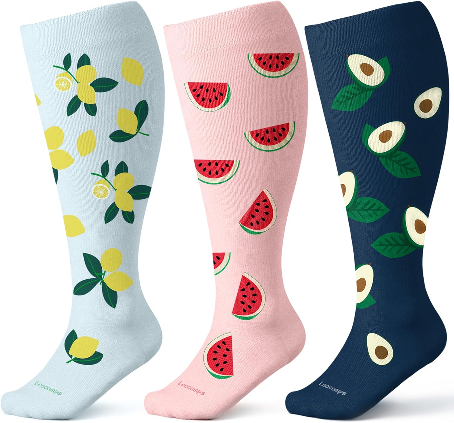 Leocomps Plus Size Compression Socks for Women Men Wide Calf 15-20 mmHg Knee High Extra Large for Nurses Pregnant Travel