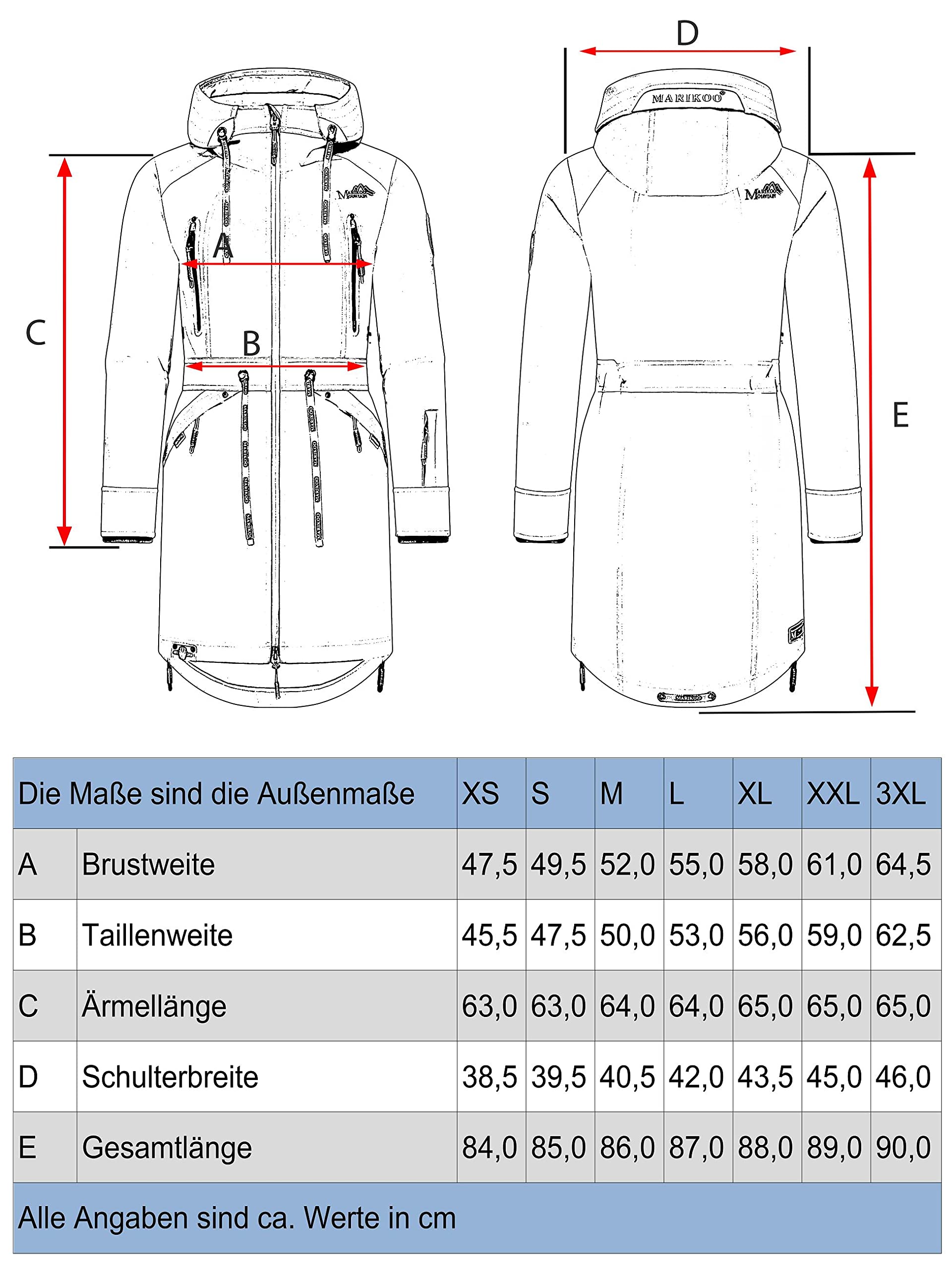MARIKOO Damski płaszcz softshellowy, wodoszczelny, oddychający, rozmiar XS-3XL