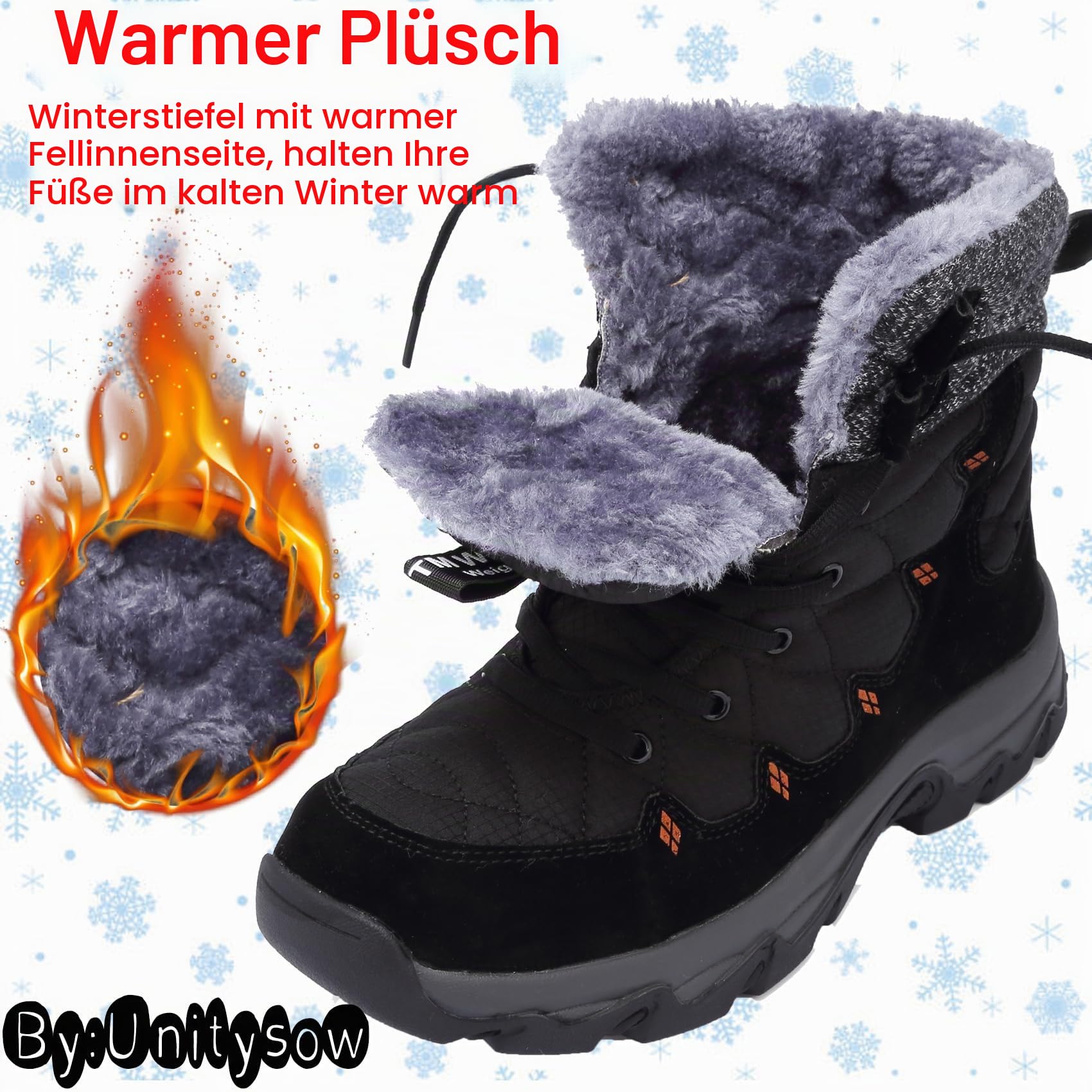 Winterschuhe Herren Damen Stiefel Warme Gefütterte Schneestiefel Winterstiefel Outdoor Wasserdicht Trekkingschuhe Wanderschuhe Winterboots Gr.37-46