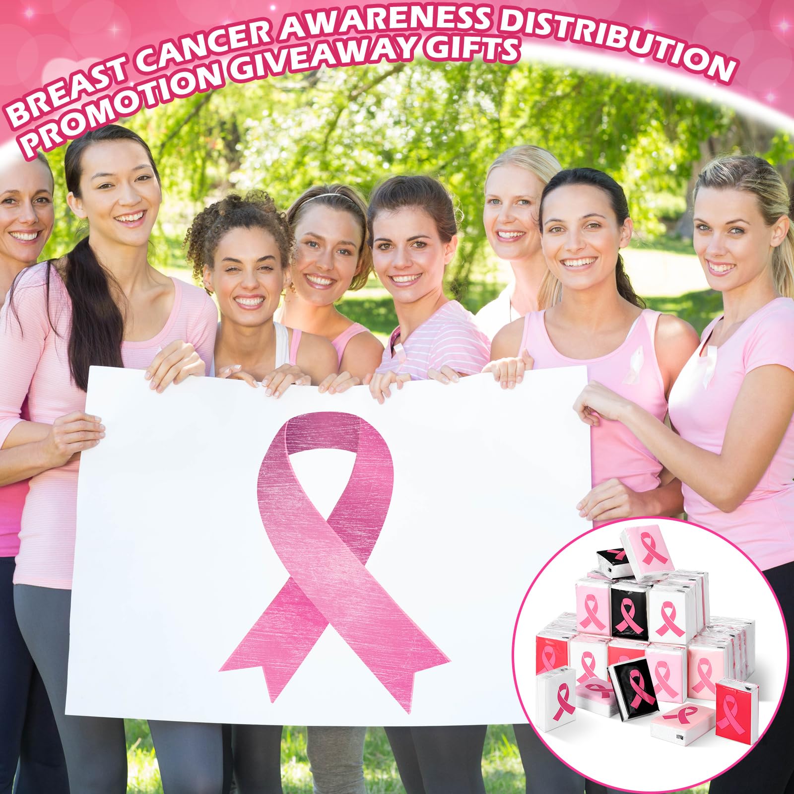 Honoson Confezione da 100 fazzoletti di carta velina rosa per sensibilizzazione sul cancro al seno, per borse di sensibilizzazione, fazzoletti da viaggio per eventi di beneficenza, regalo per donne
