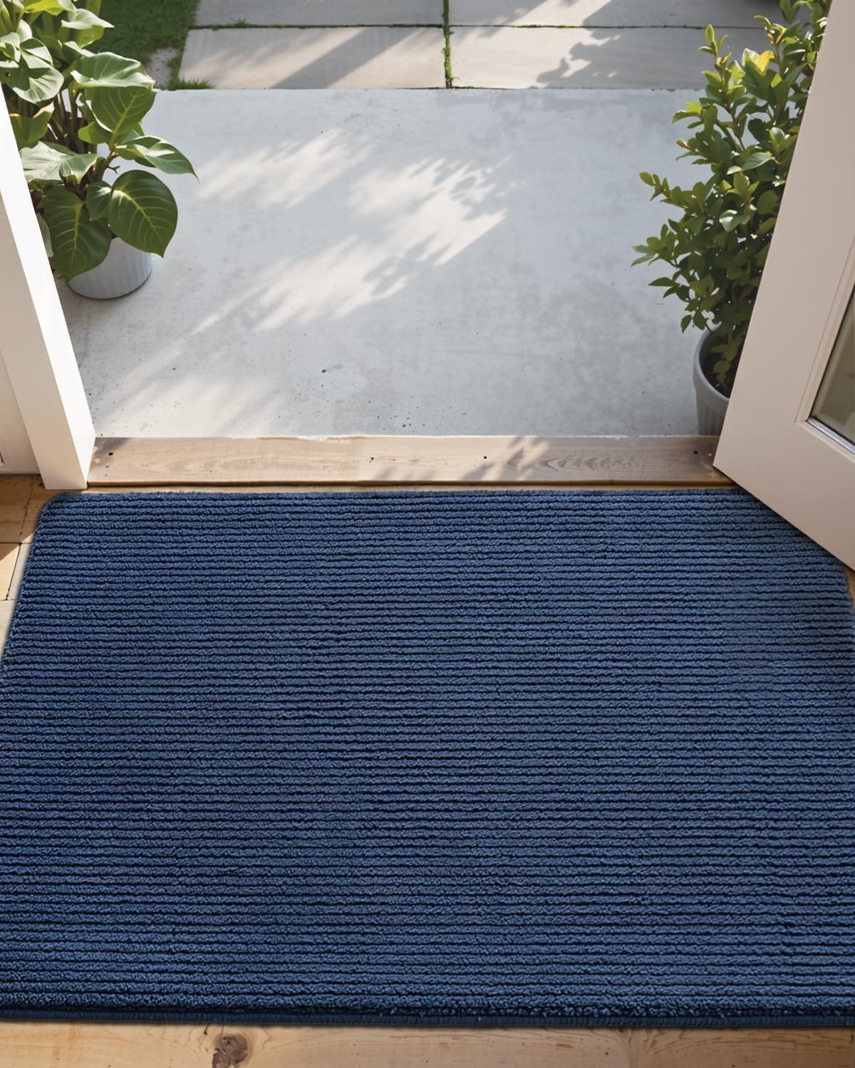 DEXI Door Mat Indoor Rug Inside Front Entrance Non-Slip Low Profile Washable for Entryway 19.5"x31.5",Blue