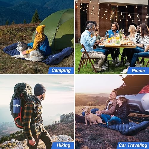 Miniatura 6 de Almohadilla de dormir inflable ultraligera para campamento, 75 x 25 pulgadas, bomba integrada, lo último para campamento, senderismo, Airpad, bolsa