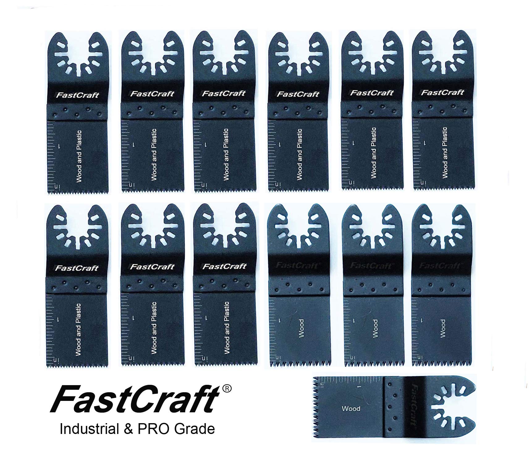 INDUSTRIAL & PRO GRADE FastCraft 13pc HCS SK5 Steel Saw Blades for Oscillating Multi Tools