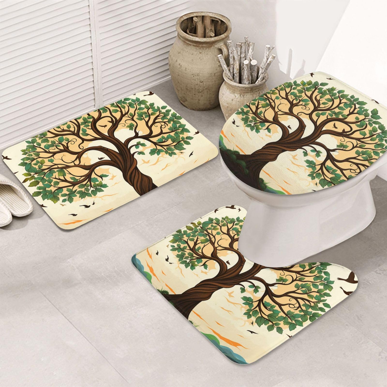 Tapis de toilette lavable et tapis de bain design arbre généalogique pour la famille