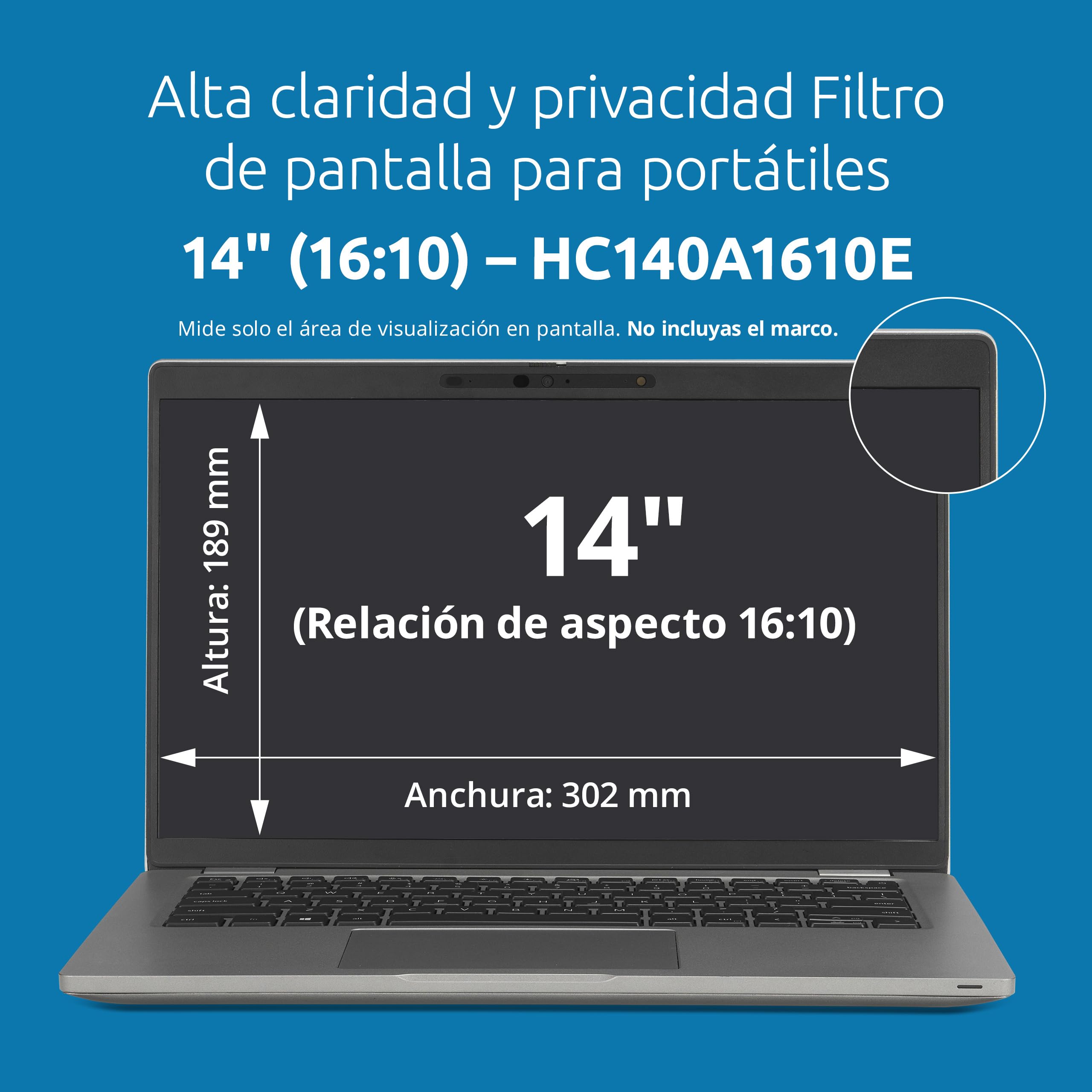 Filtro de privacidad para portátil Kensington de alta claridad de 13,3 pulgadas 16:10, bloqueo de luz azul, antirreflejo, antiarañazos, compatible con portátiles ASUS HP Lenovo ACER Dell